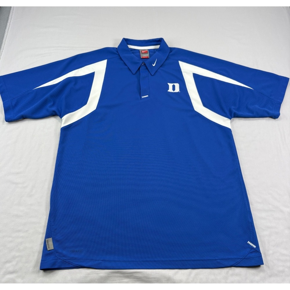 Duke Blue Devils Polo Shirt Mens Large Blue Nike Team Performance Vintage Y2K